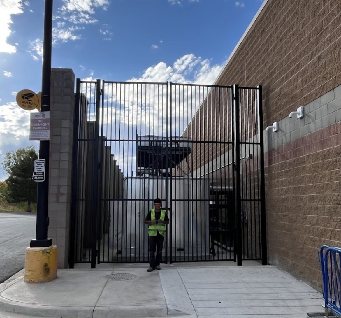 Large commercial steel enclosure gate