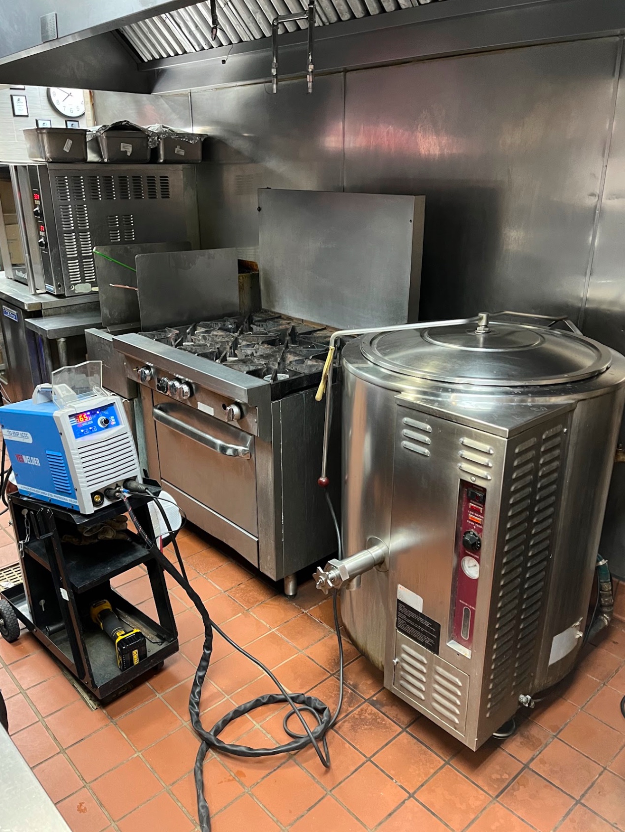 On-site TIG welding repair in commercial restaurant kitchen