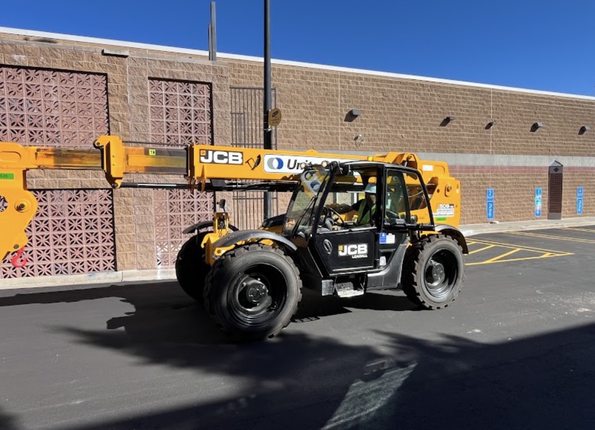 JCB telehandler on commercial fabrication site