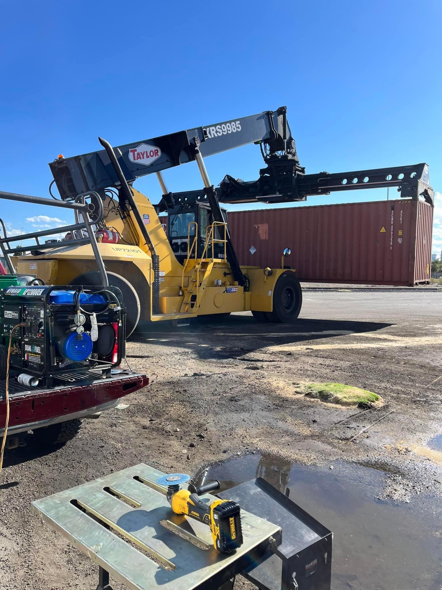 On-site container reach-stacker weld repair