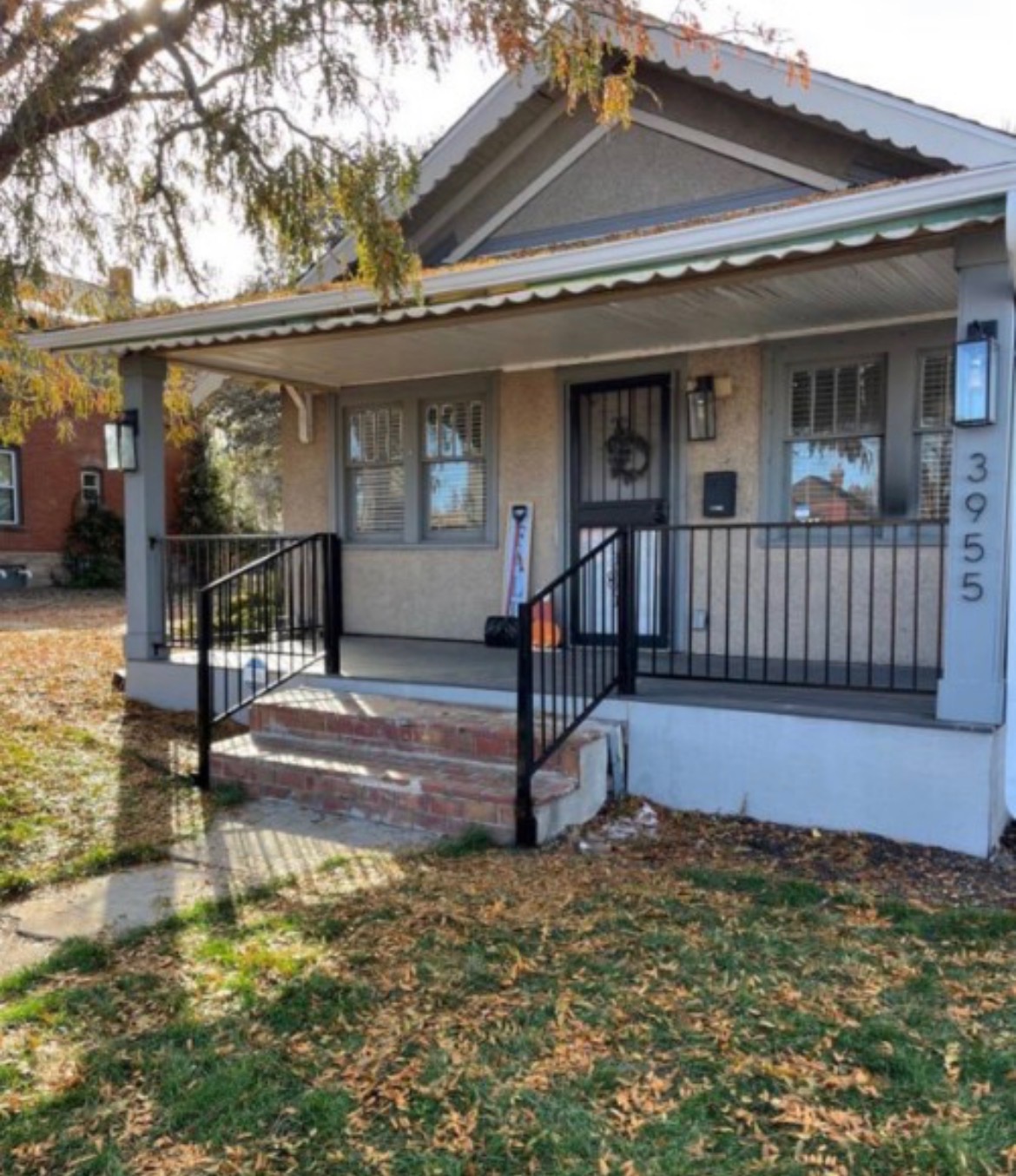 Front-porch steel railings and steps