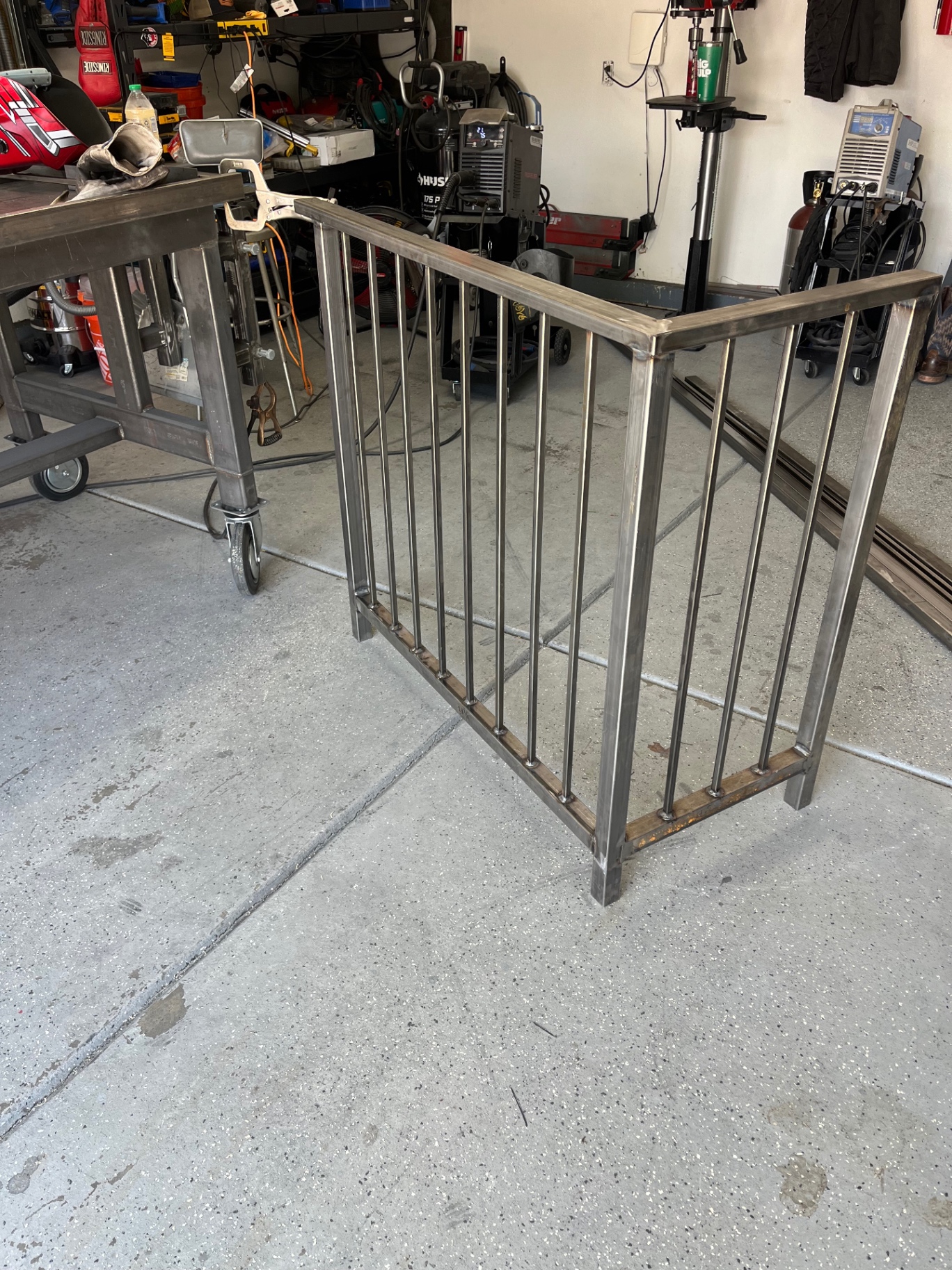 Custom steel railing fabricated in the shop