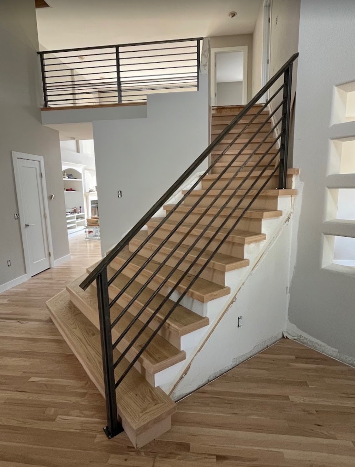 Modern interior steel staircase railing